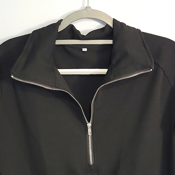 Cherfly Quarter Zip Sweatshirt & Drawstring Pants In Black Size Small NWT - Picture 4 of 14